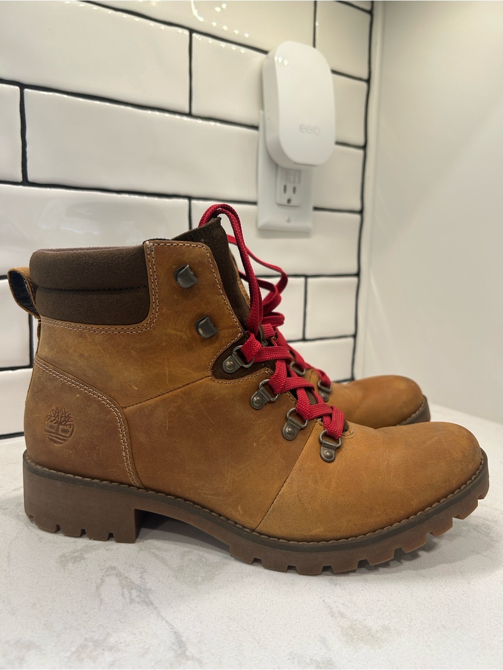 Timberland Women's 9.5 Ellendale Mid Hiking Lace Up Boots Leather Wheat Brown - Picture 6 of 13